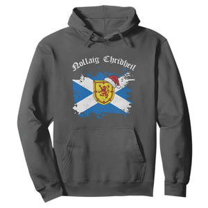 Scottish Christmas Hoodie Nollaig Chridheil Gaelic Xmas Scotland Lion Rampant TS11 Dark Heather Print Your Wear