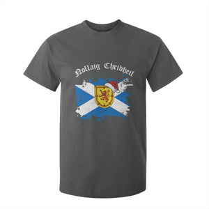 Scottish Christmas T Shirt For Kid Nollaig Chridheil Gaelic Xmas Scotland Lion Rampant TS11 Dark Heather Print Your Wear