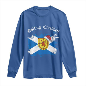 Scottish Christmas Long Sleeve Shirt Nollaig Chridheil Gaelic Xmas Scotland Lion Rampant TS11 Royal Blue Print Your Wear