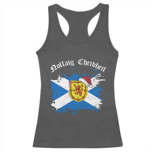 Scottish Christmas Racerback Tank Top Nollaig Chridheil Gaelic Xmas Scotland Lion Rampant TS11 Dark Heather Print Your Wear