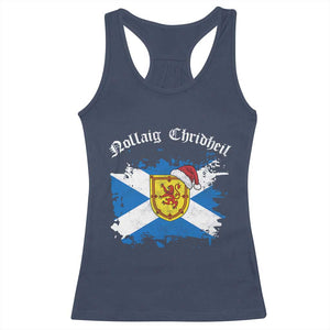 Scottish Christmas Racerback Tank Top Nollaig Chridheil Gaelic Xmas Scotland Lion Rampant TS11 Navy Print Your Wear