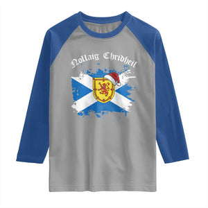 Scottish Christmas Raglan Shirt Nollaig Chridheil Gaelic Xmas Scotland Lion Rampant TS11 Sport Gray Royal Print Your Wear