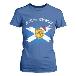 Scottish Christmas T Shirt For Women Nollaig Chridheil Gaelic Xmas Scotland Lion Rampant TS11 Royal Blue Print Your Wear