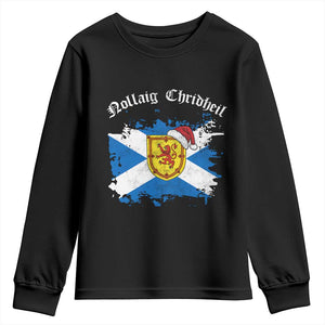 Scottish Christmas Youth Sweatshirt Nollaig Chridheil Gaelic Xmas Scotland Lion Rampant TS11 Black Print Your Wear