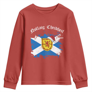 Scottish Christmas Youth Sweatshirt Nollaig Chridheil Gaelic Xmas Scotland Lion Rampant TS11 Red Print Your Wear