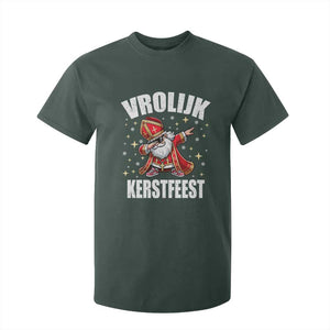 Dutch Christmas T Shirt For Kid Vrolijk Kerstfeest Dabiing Sinterklaas Santa TS11 Dark Forest Green Print Your Wear