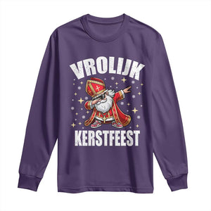 Dutch Christmas Long Sleeve Shirt Vrolijk Kerstfeest Dabiing Sinterklaas Santa TS11 Purple Print Your Wear