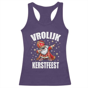 Dutch Christmas Racerback Tank Top Vrolijk Kerstfeest Dabiing Sinterklaas Santa TS11 Purple Print Your Wear