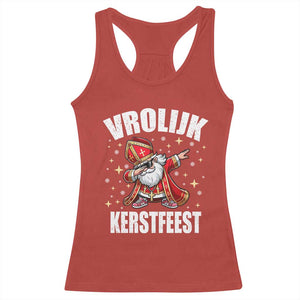 Dutch Christmas Racerback Tank Top Vrolijk Kerstfeest Dabiing Sinterklaas Santa TS11 Red Print Your Wear