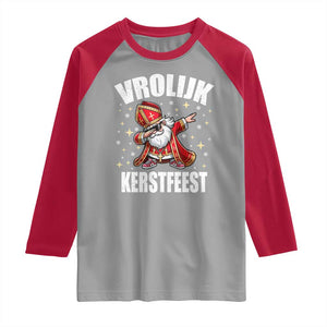 Dutch Christmas Raglan Shirt Vrolijk Kerstfeest Dabiing Sinterklaas Santa TS11 Sport Gray Red Print Your Wear