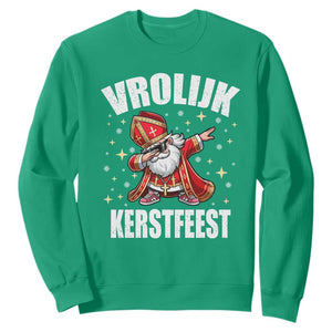 Dutch Christmas Sweatshirt Vrolijk Kerstfeest Dabiing Sinterklaas Santa TS11 Irish Green Print Your Wear