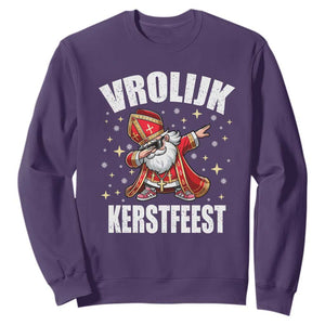 Dutch Christmas Sweatshirt Vrolijk Kerstfeest Dabiing Sinterklaas Santa TS11 Purple Print Your Wear