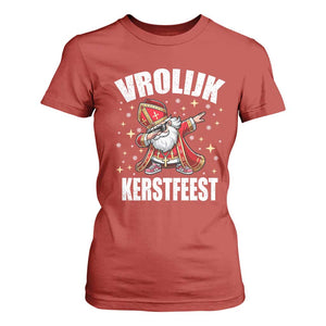 Dutch Christmas T Shirt For Women Vrolijk Kerstfeest Dabiing Sinterklaas Santa TS11 Red Print Your Wear