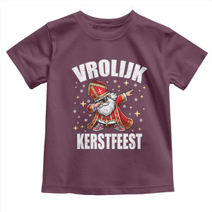 Dutch Christmas Toddler T Shirt Vrolijk Kerstfeest Dabiing Sinterklaas Santa TS11 Maroon Print Your Wear