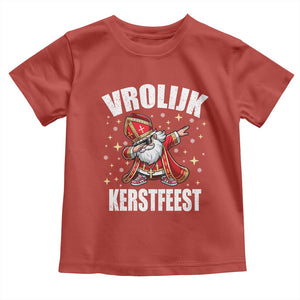 Dutch Christmas Toddler T Shirt Vrolijk Kerstfeest Dabiing Sinterklaas Santa TS11 Red Print Your Wear