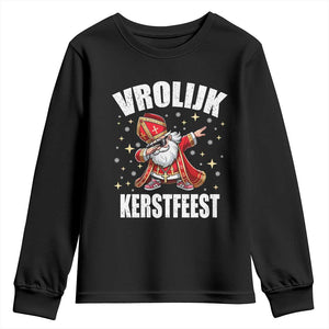 Dutch Christmas Youth Sweatshirt Vrolijk Kerstfeest Dabiing Sinterklaas Santa TS11 Black Print Your Wear