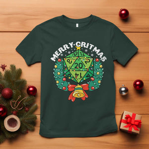 Funny Christmas RPG T Shirt Merry Critmas D20 RPG Gamer Dice Gaming Xmas TS11 Dark Forest Green Print Your Wear