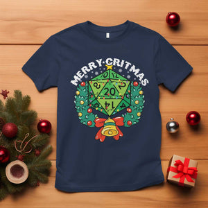Funny Christmas RPG T Shirt Merry Critmas D20 RPG Gamer Dice Gaming Xmas TS11 Navy Print Your Wear