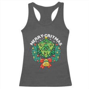Funny Christmas RPG Racerback Tank Top Merry Critmas D20 RPG Gamer Dice Gaming Xmas TS11 Dark Heather Print Your Wear