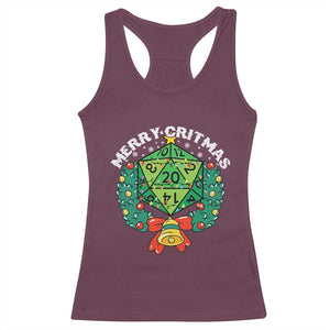 Funny Christmas RPG Racerback Tank Top Merry Critmas D20 RPG Gamer Dice Gaming Xmas TS11 Maroon Print Your Wear