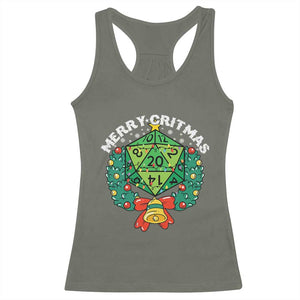 Funny Christmas RPG Racerback Tank Top Merry Critmas D20 RPG Gamer Dice Gaming Xmas TS11 Military Green Print Your Wear