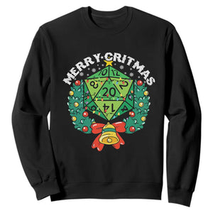 Funny Christmas RPG Sweatshirt Merry Critmas D20 RPG Gamer Dice Gaming Xmas TS11 Black Print Your Wear