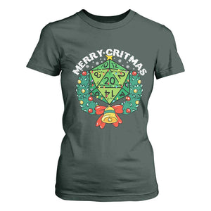 Funny Christmas RPG T Shirt For Women Merry Critmas D20 RPG Gamer Dice Gaming Xmas TS11 Dark Forest Green Print Your Wear