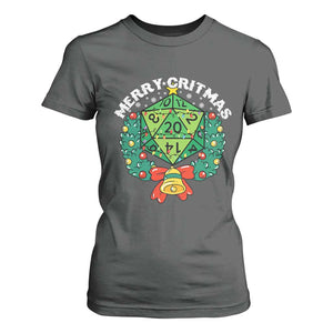Funny Christmas RPG T Shirt For Women Merry Critmas D20 RPG Gamer Dice Gaming Xmas TS11 Dark Heather Print Your Wear