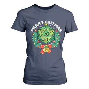 Funny Christmas RPG T Shirt For Women Merry Critmas D20 RPG Gamer Dice Gaming Xmas TS11 Navy Print Your Wear