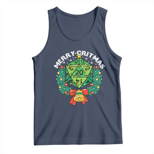 Funny Christmas RPG Tank Top Merry Critmas D20 RPG Gamer Dice Gaming Xmas TS11 Navy Print Your Wear