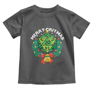 Funny Christmas RPG Toddler T Shirt Merry Critmas D20 RPG Gamer Dice Gaming Xmas TS11 Dark Heather Print Your Wear