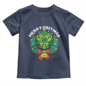 Funny Christmas RPG Toddler T Shirt Merry Critmas D20 RPG Gamer Dice Gaming Xmas TS11 Navy Print Your Wear