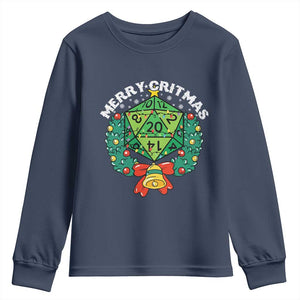 Funny Christmas RPG Youth Sweatshirt Merry Critmas D20 RPG Gamer Dice Gaming Xmas TS11 Navy Print Your Wear