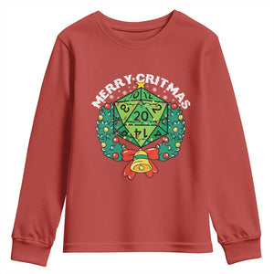 Funny Christmas RPG Youth Sweatshirt Merry Critmas D20 RPG Gamer Dice Gaming Xmas TS11 Red Print Your Wear