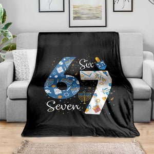 Funny 67 Hanukkah Throw Blanket Chanukah Menorah Dreidel Six Seven Meme TS11 Print Your Wear