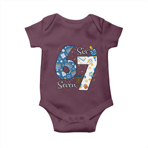 Funny 67 Hanukkah Baby Onesie Chanukah Menorah Dreidel Six Seven Meme TS11 Maroon Print Your Wear