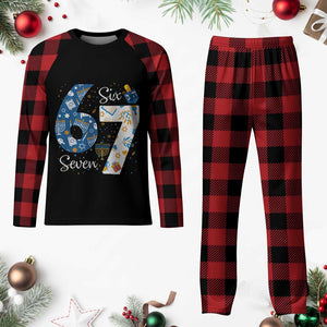 Funny 67 Hanukkah Plaid Pajama Set Chanukah Menorah Dreidel Six Seven Meme TS11 Buffalo Plaid Print Your Wear