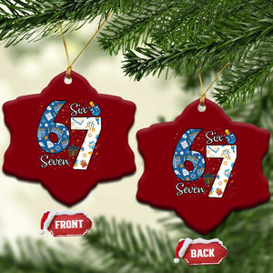 Funny 67 Hanukkah Ceramic Ornament Chanukah Menorah Dreidel Six Seven Meme TS11 Print Your Wear