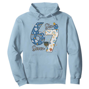 Funny 67 Hanukkah Hoodie Chanukah Menorah Dreidel Six Seven Meme TS11 Light Blue Print Your Wear