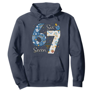 Funny 67 Hanukkah Hoodie Chanukah Menorah Dreidel Six Seven Meme TS11 Navy Print Your Wear