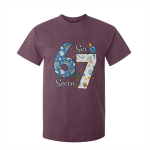 Funny 67 Hanukkah T Shirt For Kid Chanukah Menorah Dreidel Six Seven Meme TS11 Maroon Print Your Wear