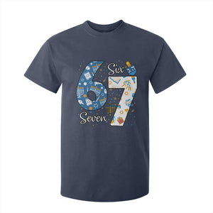 Funny 67 Hanukkah T Shirt For Kid Chanukah Menorah Dreidel Six Seven Meme TS11 Navy Print Your Wear