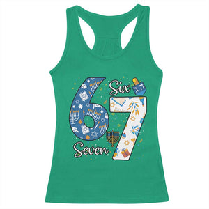 Funny 67 Hanukkah Racerback Tank Top Chanukah Menorah Dreidel Six Seven Meme TS11 Irish Green Print Your Wear