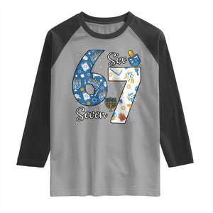 Funny 67 Hanukkah Raglan Shirt Chanukah Menorah Dreidel Six Seven Meme TS11 Sport Gray Black Print Your Wear