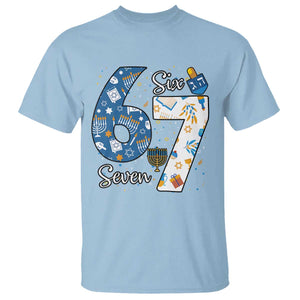 Funny 67 Hanukkah T Shirt Chanukah Menorah Dreidel Six Seven Meme TS11 Light Blue Print Your Wear