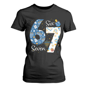 Funny 67 Hanukkah T Shirt For Women Chanukah Menorah Dreidel Six Seven Meme TS11 Black Print Your Wear