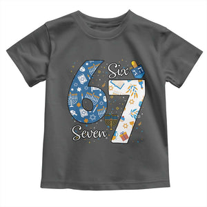 Funny 67 Hanukkah Toddler T Shirt Chanukah Menorah Dreidel Six Seven Meme TS11 Dark Heather Print Your Wear