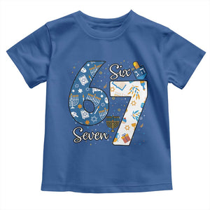 Funny 67 Hanukkah Toddler T Shirt Chanukah Menorah Dreidel Six Seven Meme TS11 Royal Blue Print Your Wear