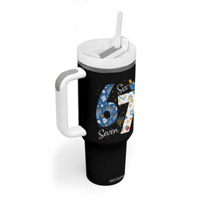 Funny 67 Hanukkah Tumbler With Handle Chanukah Menorah Dreidel Six Seven Meme TS11 Print Your Wear