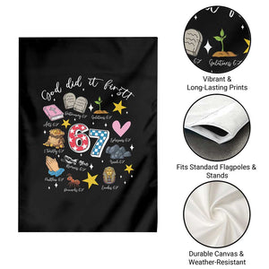 Funny 67 Christian Garden Flag God Did It First Six Seven Meme Bible Verses TS11 Print Your Wear